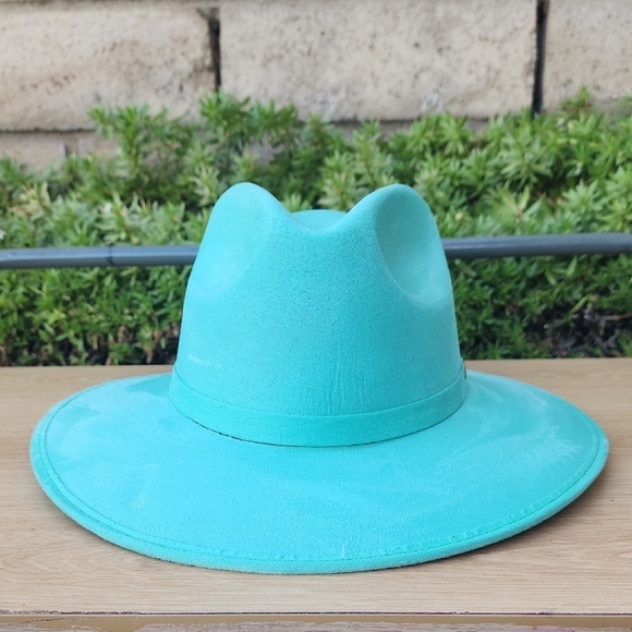 royal road trading company Accessories - Royal Road Trading Company Teal Wide-Brim Suede Hat